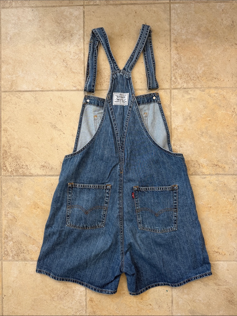 Levi's Blue Denim Short Overalls - Picture 2 of 4